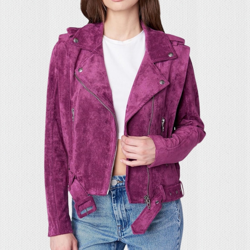 NWT‎ [BLANKNYC] Sparkling Grape Belted Faux Suede Moto Jacket - XS